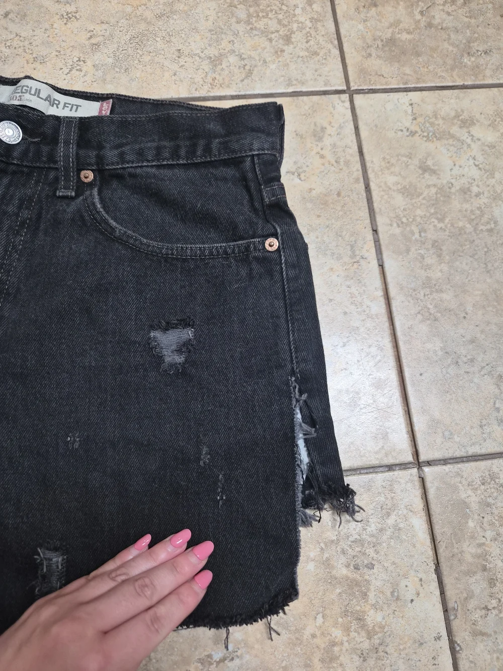 Vintage Levis Cutoff Shorts 505 Regular Fit Washed Faded Black Distressed 31